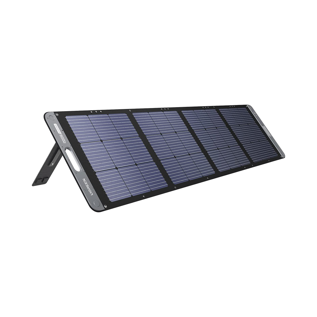 Panel Solar Plegable 200W / Recomendado para el Power Station Portable de 1200W UGREEN /  Alta Eficiencia de Conversión / Alineación Inteligente de la Luz Solar / Resistente Al Agua y Duradero / Incluye Cable XT60 Macho a Macho 2m.