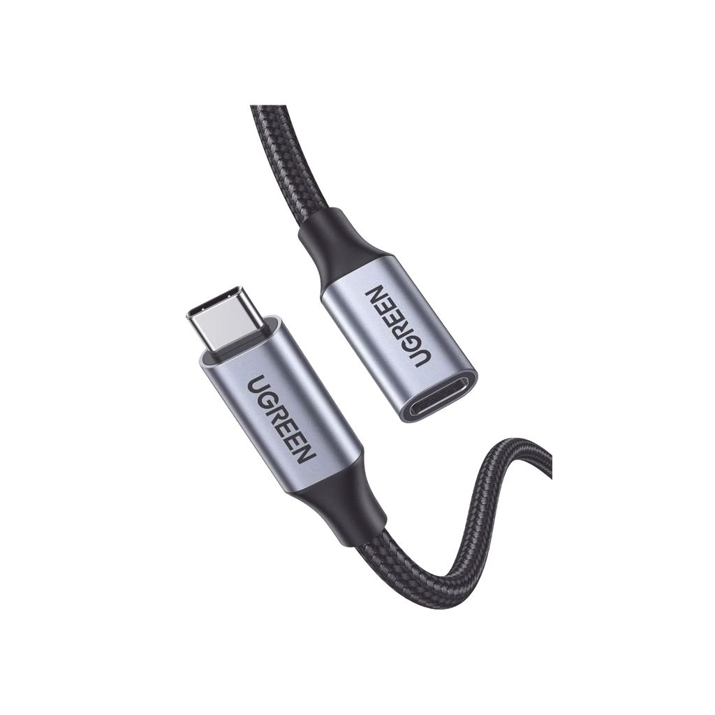 Cable USB-C Macho a USB-C Hembra / 1metro / USB-C 3.1 Gen 2 / Compatible con Thunderbolt 3 / Carcasa de Aluminio / Nylon Trenzado /  Transferencia de Datos 10 Gbps / Soporta hasta 100W para Carga Rápida / 2 años de  Garantía