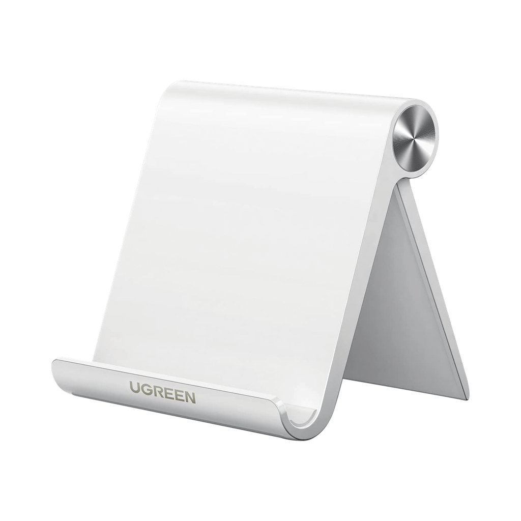 Soporte de Escritorio para Telefono Celular / Ajustable de 0° a 100° / Goma Antiarañazos / Antideslizante / Amplia Compatibilidad con dispositivos de 4'' a 7.9'' / Plegable / ABS / Color Blanco