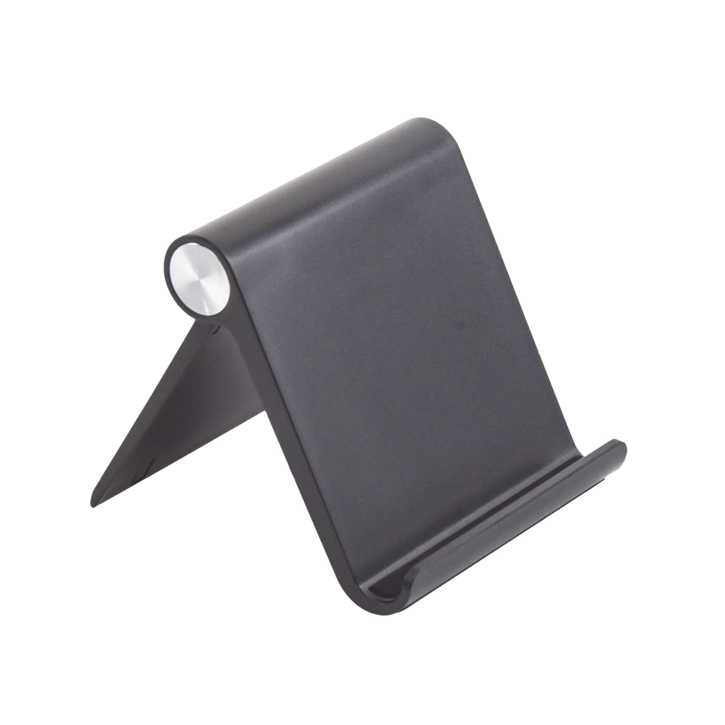 Soporte de Escritorio  para Teléfono Celular / Ajustable de 0° a 100° / Goma Antiarañazos / Antideslizante / Amplia Compatibilidad con dispositivos de 4'' a 7.9'' / Plegable / ABS / Color Negro